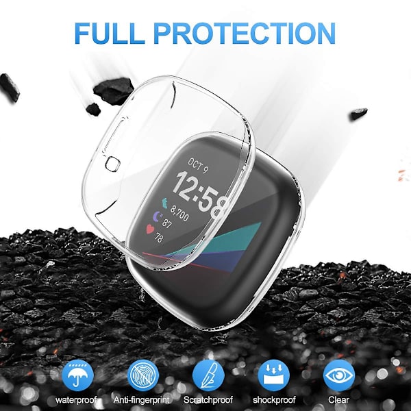 Yhteensopiva Fitbit Sense/versa 3 -näytönsuojan kanssa Tpu-pinnoitettu täyspeittävä näytön puskurisuojakotelo Silver