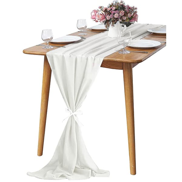 Chiffon Bordløper 70x300cm Romantisk Bryllupsløper White