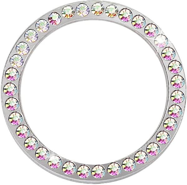 Auto Motor Start Stop Knapp Ring Krystall Bling Rhinestone Bilinnredning Tilbehør Multicolor