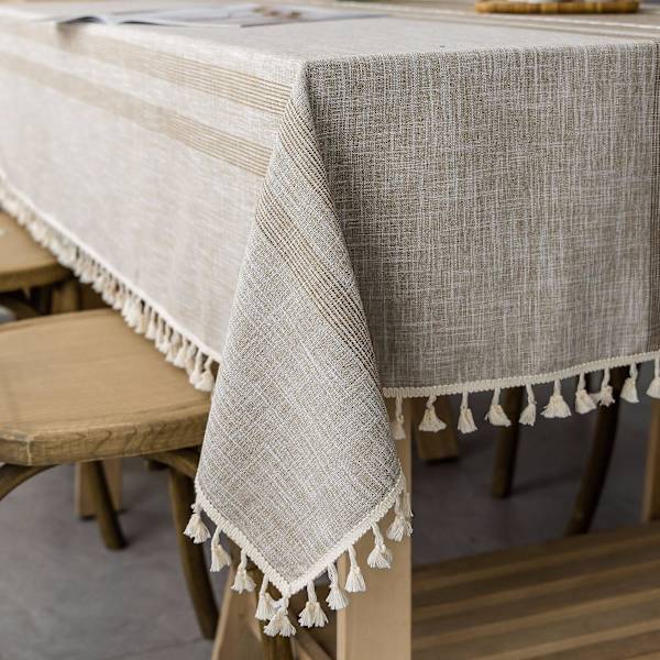 Bordsduk Grå Tassel Ins Vindtät Dammtät Bomull Linne brown 90*90cm