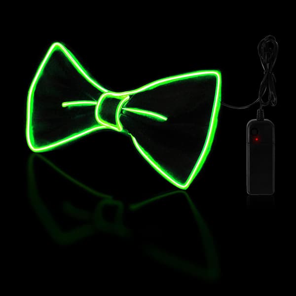 Lysende slips, Man Led lysende slips med strømkabel, 3 blinktilstande Led Glow slips, Justerbar belyst slips Green