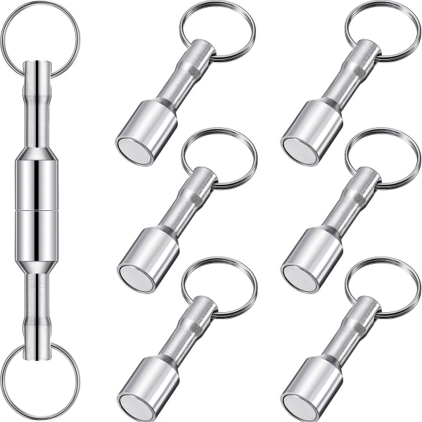 6 delar metallmagnet Nyckelring Magnetisk nyckelring Ficknyckelring Magnethållare med delad ring