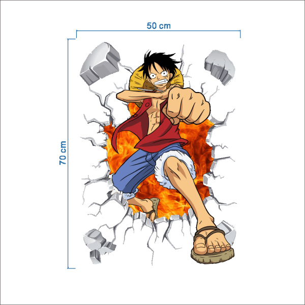3D One Piece Luffy självhäftande väggdekal pojkrum kreativ graffiti tecknad film klistermärke PVC