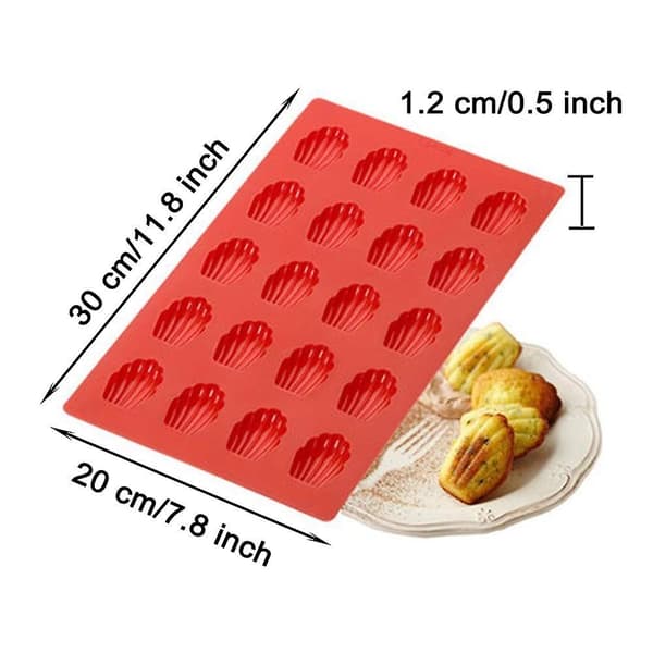 20 hålig skalformad bakform Non-stick rektangulär kakform för chokladkaka Dessertgodis, 30x20 cm