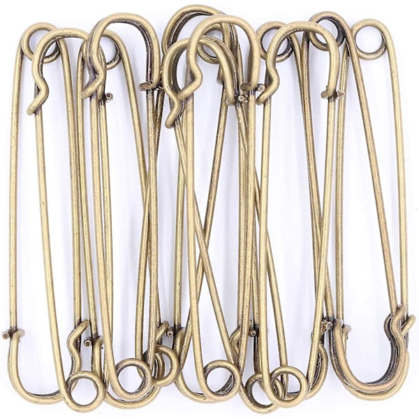 Sikkerhedsnåle Store Heavy Duty Sikkerhedsnål, Rustfrit Stål Sikkerhedsnål Bronze 100mm 15pcs