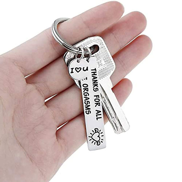 2 st nyckelringar i rostfritt stål för par, tack för alla orgasmer, jag älskar dig, fräck present till fru, man, par