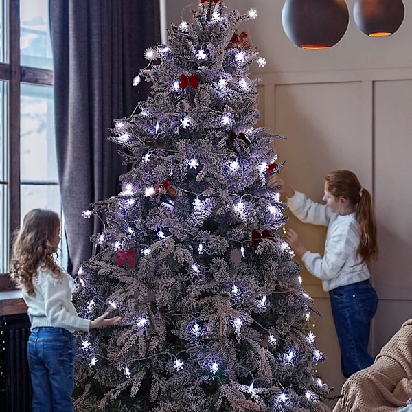 19,6 fot 40 LED snöstjärne ljusslinga batteridriven inomhusbelysning, vattentät utomhusbelysning för trädgård uteplats utomhus sovrum festdekoration Bright White