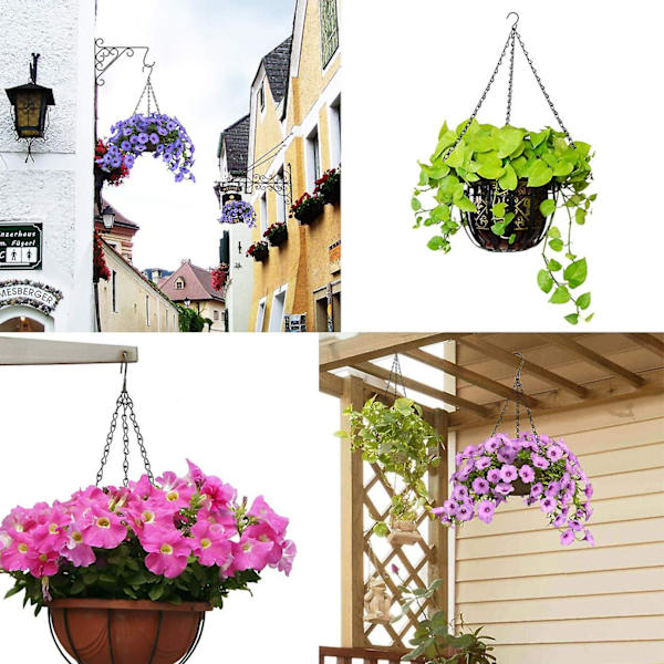 6 stk. sorte metalophængskæder 3-punktsholder rustfri maling sort kæde til fuglefodere, planteholdere, lanterner, reklametavler, vindspil, blomsterpotte