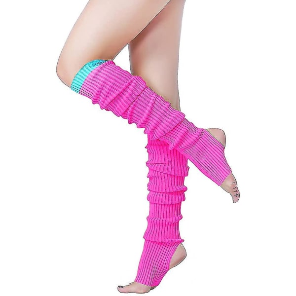 Long Leg Warmer, V28 Dame Menn 80s Party Ribbestrikk Dansesport C03