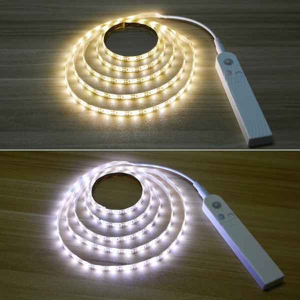 Pir Bevægelsessensor LED Strip Lys Trapper Skab Hjem Batteridrevet Lampe White