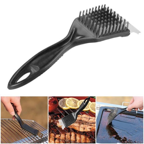 2 stk rustfritt stål grillbørste i svart ståltråd