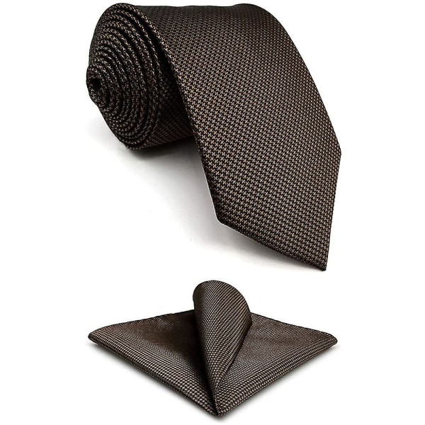 Herre slips Ensfarget mørk brun sjokoladesilke klassisk
