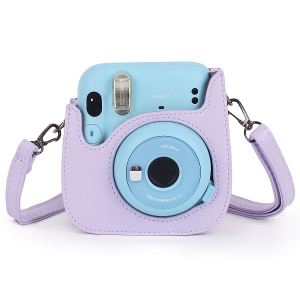 Skyddande fodral för direktbildskamera, kompatibel med Instax Mini 11, mjukt PU-läderfodral med ficka Purple