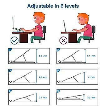 Justerbart ergonomiskt bärbart aluminium laptopstativ för skrivbord