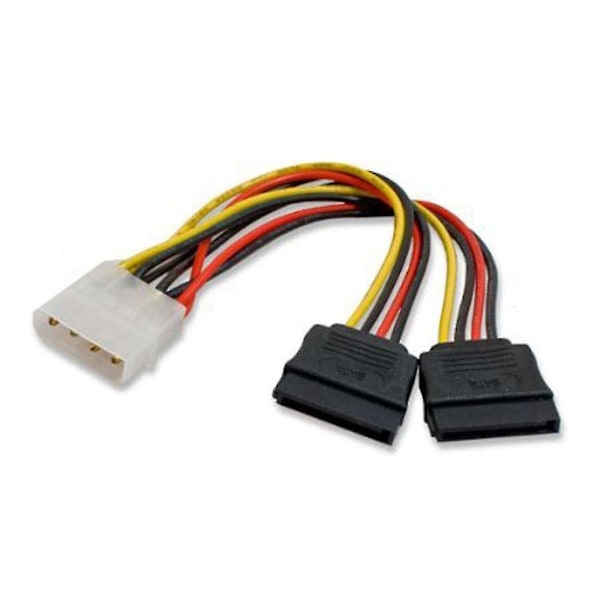 Molex till SATA Power Y Splitter Adapterkabel Ledning 2 Vägs 4 Pin Till 2 x 15 Pin