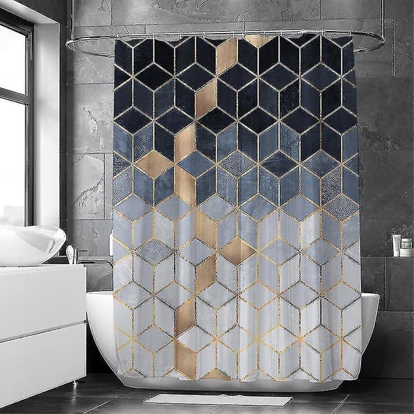 Modern geometrisk duschdraperi badrum vattentät gardin Grey 180x200cm