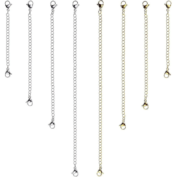 8 st rostfritt stål halsband förlängare armband förlängare förlängningskedjeset 4 olika längder: 6 tum 4 tum 3 tum 2 tum