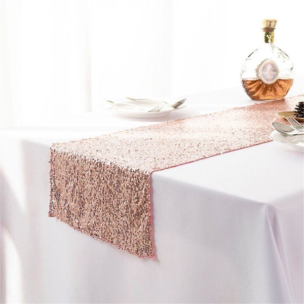 Pöytäjuoksija &quot;kultaiset paljettipöytäliina pöytänauha&quot; rose gold 100x150cm