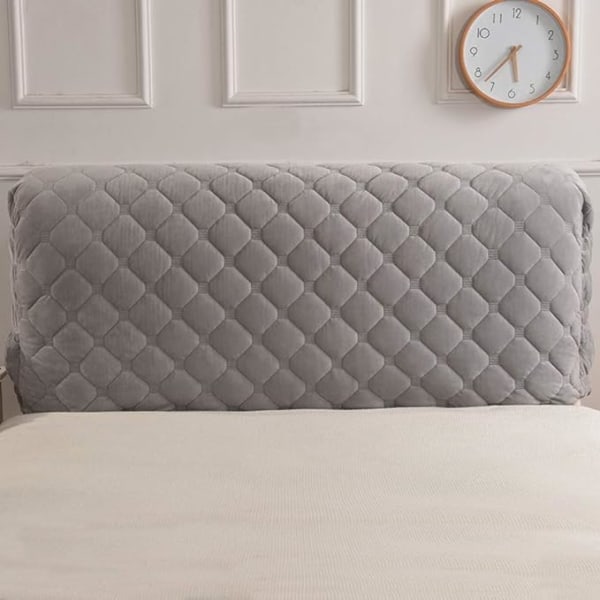Tjockt vadderat cover Supermjukt och bekvämt kort plysch sänggavel cover för queen size-säng Tvättbar anti-smutsig sänggavel Skydd grå