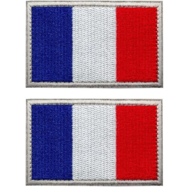 2 Militära lappar - 8 x 5 cm - Set med 2 påsydda lappar Scratch Flagga för ryggsäck Militärjacka Taktisk väst Airsoft, 2 broderade lappar Childre