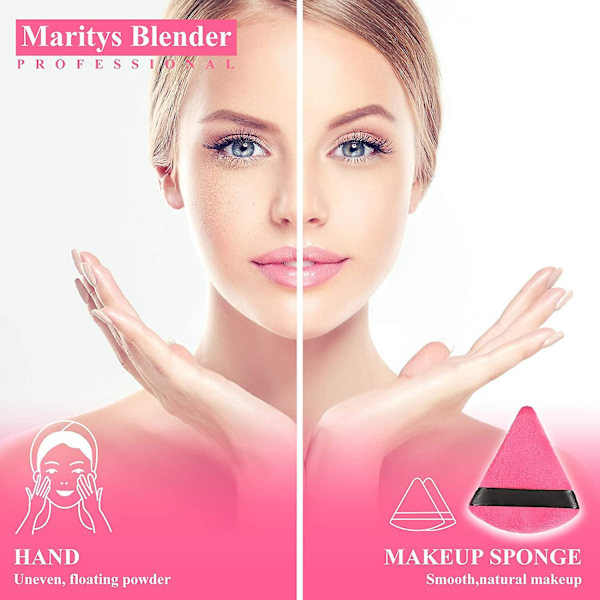 8 st stora puderpuffar, triangulär ansiktsmakeup bomullssvamp, våt och torr makeupverktyg