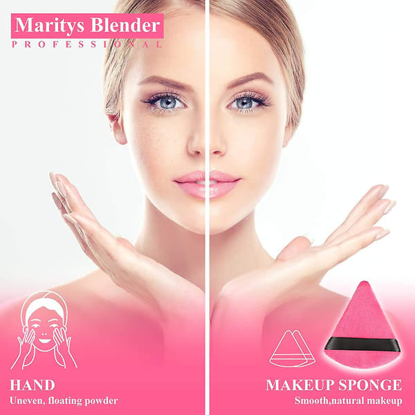 8 stk. store pudderpuf trekantede ansigtsmakeup bomuldssvamp våd tør makeup værktøj