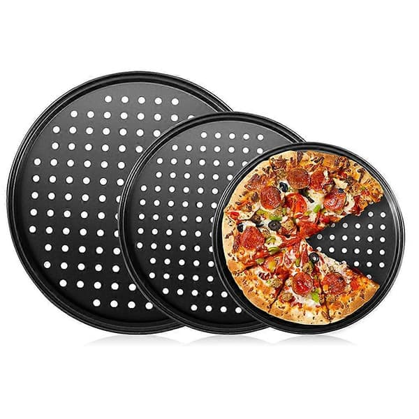 Pizza Bakke Hullet Bageplade Non-Stick med Hul Pizzaform Grillbakke Bageform Rund Bageplade