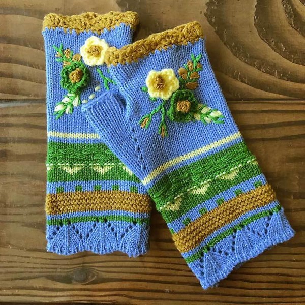 Vintage flerfargede strikkede hansker med fingerløse hansker i strikkede hansker for jenter kvinner varme håndvarmere