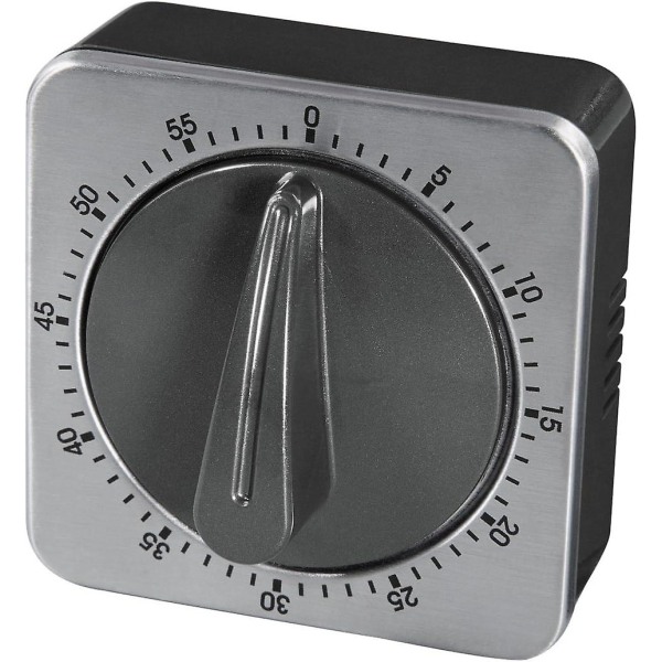 Analog timer med timerfunktion, äggtimer, rostfritt stål, silver