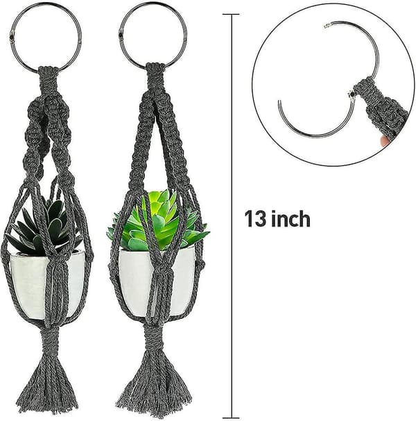 13 tommer Mini Macrame Planteophæng, Søde Biltilbehør, Boho Bakspejl