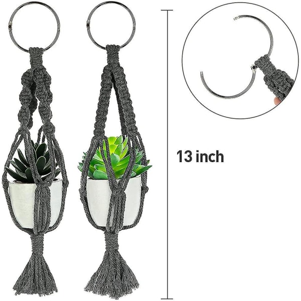 13 tum Mini Macrame Växt Hängare, Söta Biltillbehör, Boho Backspegel
