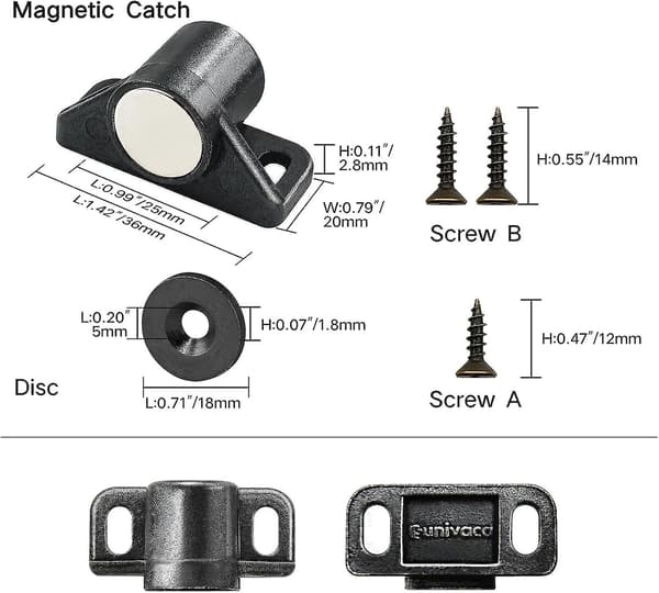 Ovimagneetti, magneettinen lukitus, 4 kpl Black