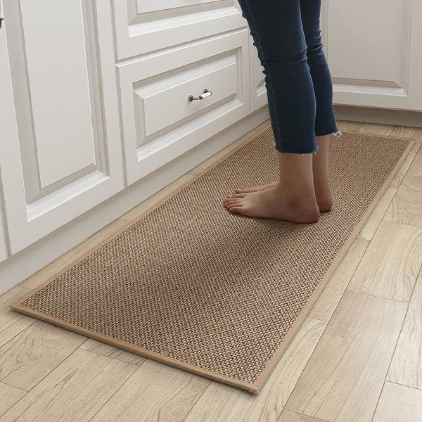 Kökmatta, 40X60+40X120 halkfri tvättbar gummimatta, jute diskbänksmatta linne diskbänksmatta halkfri diskbänksmatta
