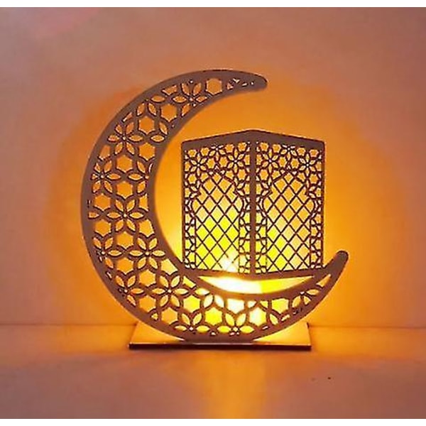 Ramadan DIY trä Moon Led Light COLOR8