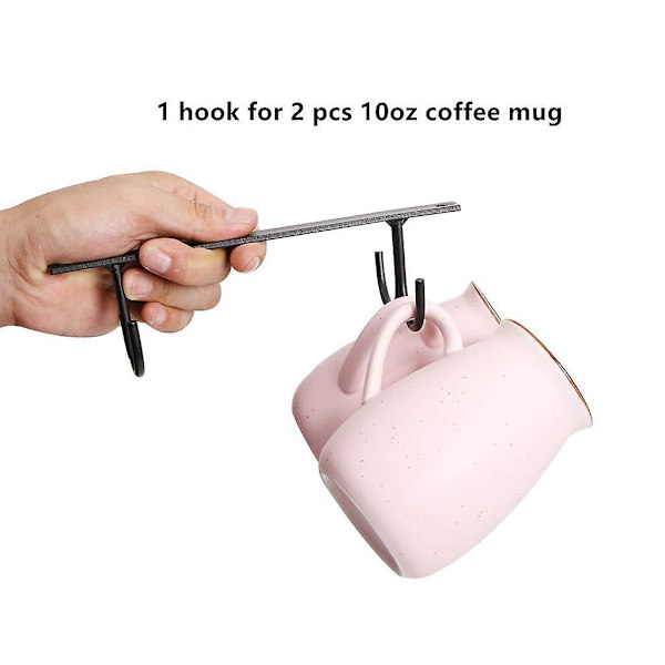2 st mugghållare under skåp, kaffekoppshållare under hylla, metallmuggtorkställ, järnmugghängande arrangör, svart