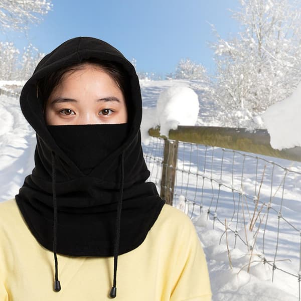 Unisex høst vinter vindtett snor varm utendørs hette hodeplagg svart