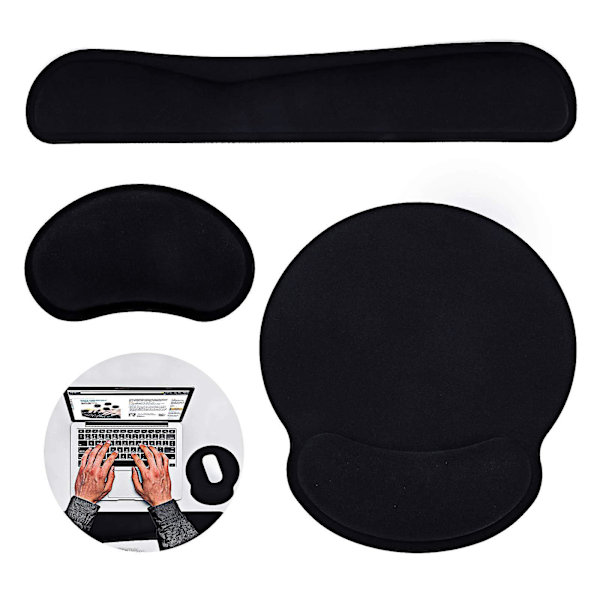 Tangentbordshandledsstöd 3 st handledsstöd set med musmatta + mus handledsstöd  Ergonomisk handledskudde och minnesskummaterial tillämpas på Compu