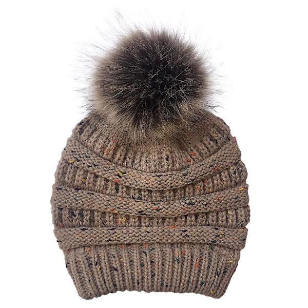 Talvinen neulottu pipo Confetti lämmin pompom-hattu naisille musta Khaki