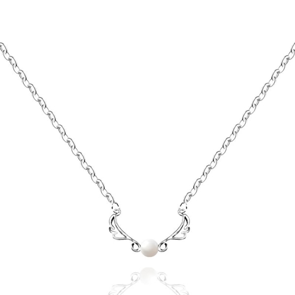 Populärt mode Sterling Silver Guldpläterad Crown Angel Wings Pearl Necklace Pendant Women's Accessories