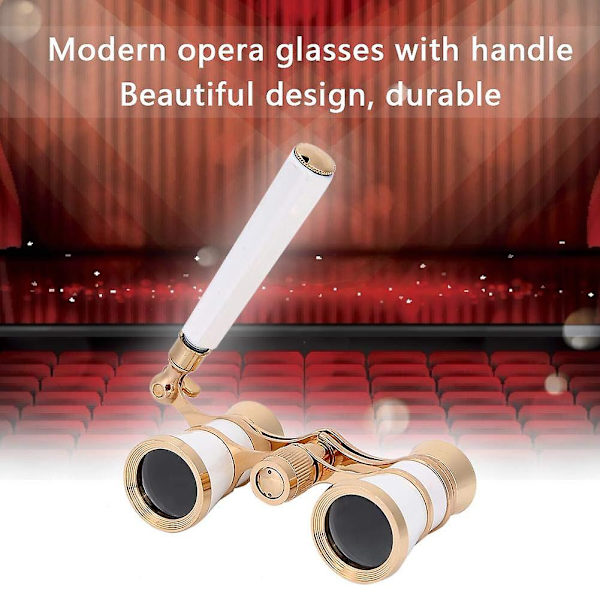 Opera kikare, glasögon teleskop 3x25 teaterglasögon mini kikare konsert bärbar kompakt lätt White