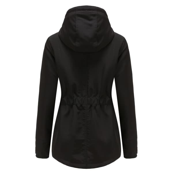 Vinterjakke til kvinder med varm sherpafoer, tung parka med hætte Black S