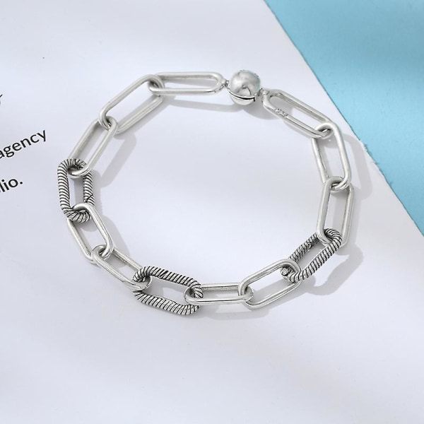 Link Snake Chain Pattern Sirkulær Lås Armring Passer Kvinner Perle Charm Mote Smykker