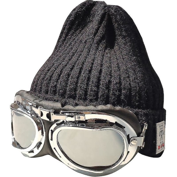 Knitted Beanie With Glasses Retro