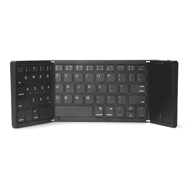 B089T Portabelt Vikbart Tangentbord med Pekplatta Uppladdningsbart Mini Trådlöst Bluetooth-Tangentbord för IOS och , Svart