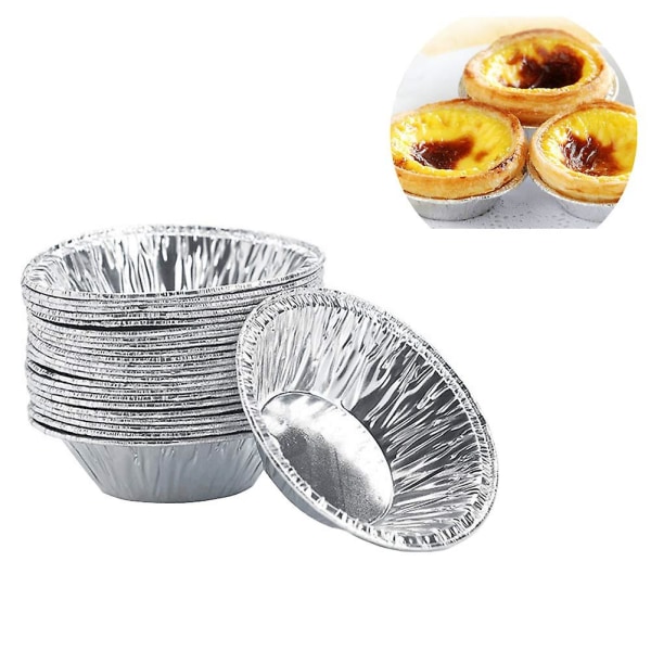 250 st engångsformar för äggtartletter i silveraluminiumfolie, minipieformar, kakformar, tårtformar, cirkulära äggtartformar för baktillbehör