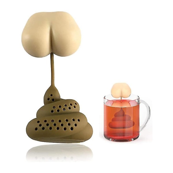 Poop Tea Strainer Löst Blad Infuser Silikon Te Läcka Nät Rolig Steeper Verktyg