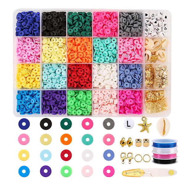 24-delt blødt pottesæt blødt potteperle Pcv-blanding lerperler Diy-fremstilling af armbånd halskæde Set 1