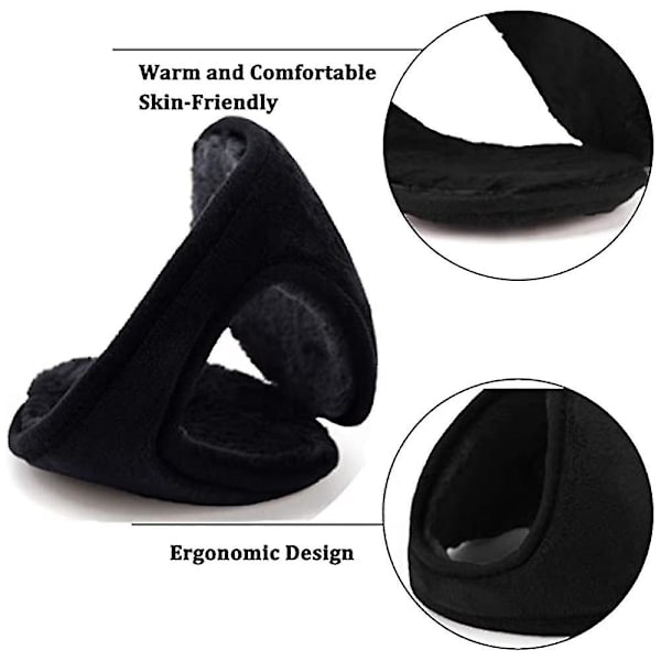 Ørevarmere, sammenleggbare unisex vintervarme øremuffer for utendørs ski Black
