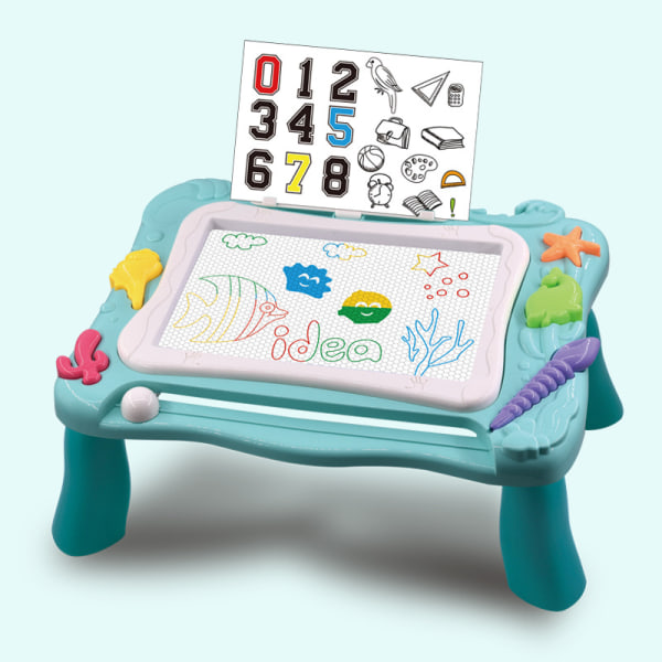 Lasten magneettinen piirustuspöytä jalustalla Lasten turvakotitaulu Opetuslohko kirjoittaville tytöille Yli 3-vuotiaille pojille luovia leluja, sininen