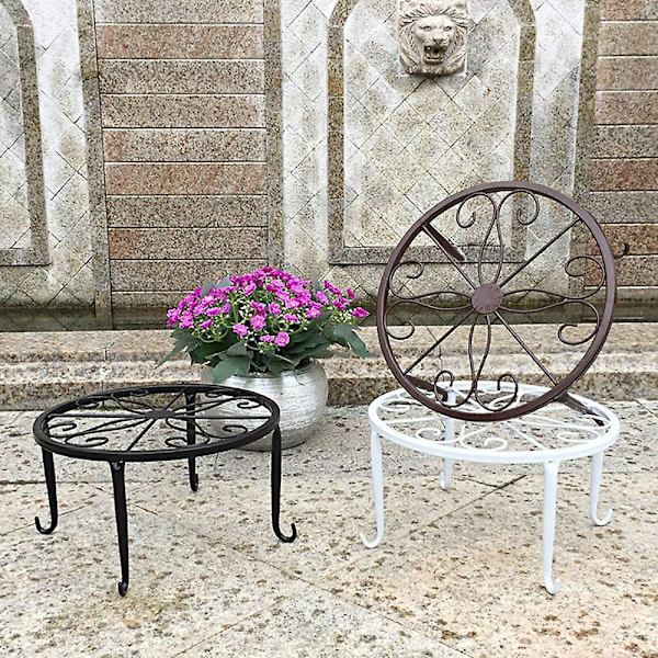 2 st blomkruka stativ rund smidesjärn blomkruka hållare hem växt stativ golv blomkruka rack 2pcs Black